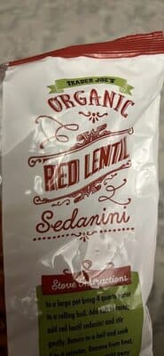 Organic Red Lentil Sedanini