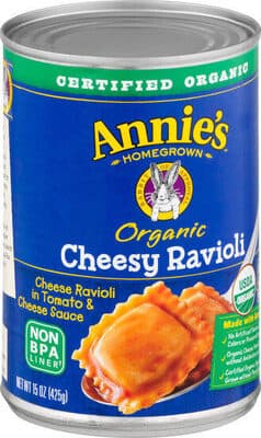 Homegrown organic cheesy ravioli