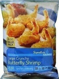 Lightly seasoned breading large crunchy butterfly shrimp