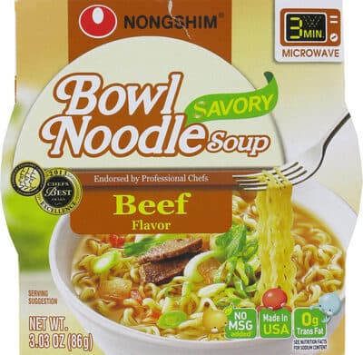 Beef flavor bowl noodle soup