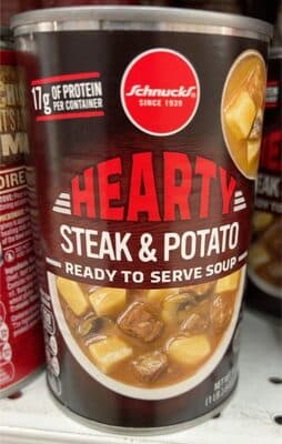 Chunky steak & potato soup ready to serve soup