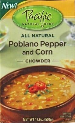 Poblano pepper and corn chowder