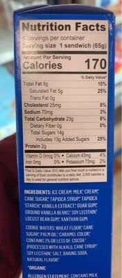 Alden's organic vanilla bean round sammies ice cream sandwich