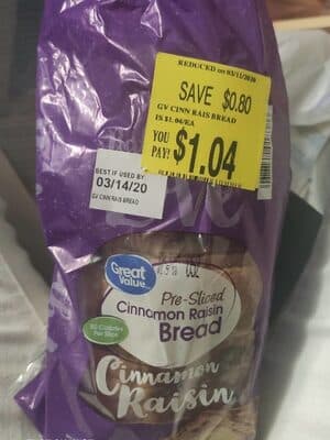 Pre-sliced cinnamon raisin bread, cinnamon raisin