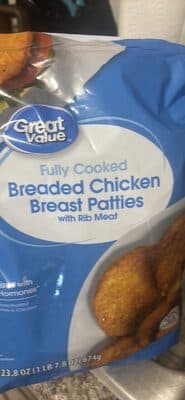Fully Cooked Breaded Chicken Breast Patties with Rib Meat