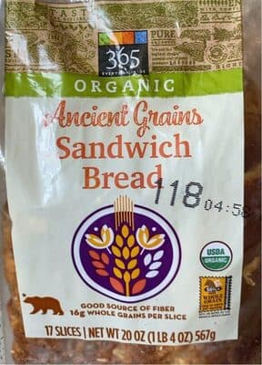 Organic ancient grains sandwich bread