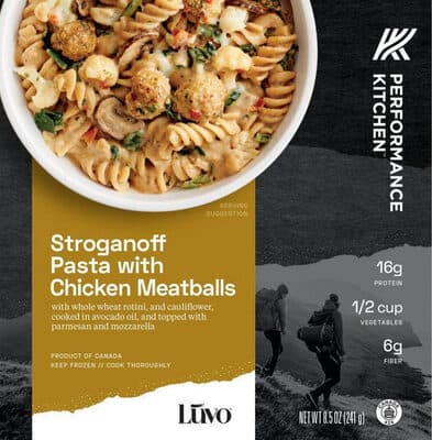 Luvo performance kitchen stronganoff pasta with