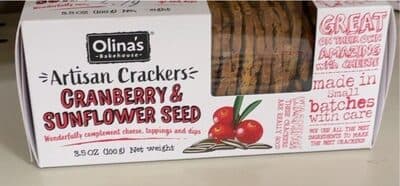 Cranberry and sunflower seed artisan crackers
