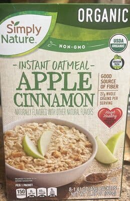 Organic instant oatmeal apple cinnamon
